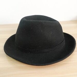 Vintage Schuman Sullivan Hat Black 90s Connecticut Crusher Fedora Trilby Wool